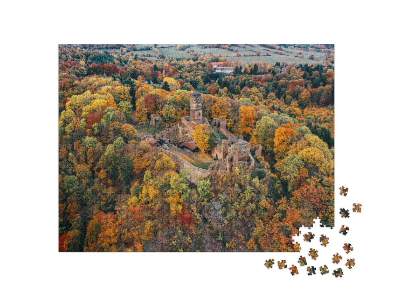 Puzzle 1000 Teile „Mittelalterliche Burg Hasistejn in der Nähe des Dorfes Place im Erzgebirge“