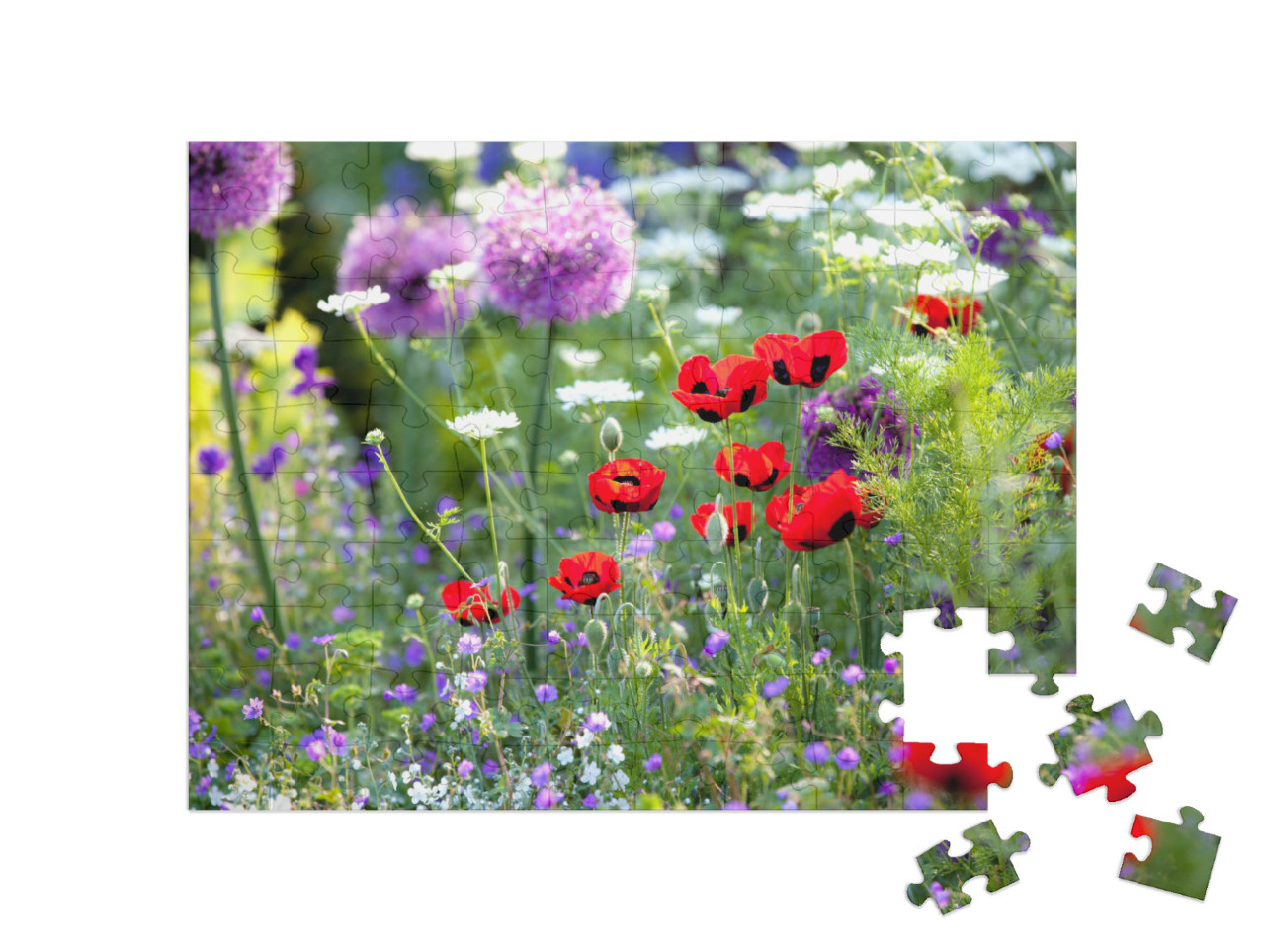 Puzzle 100 Teile „Sonnenüberfluteter Wildblumengarten“