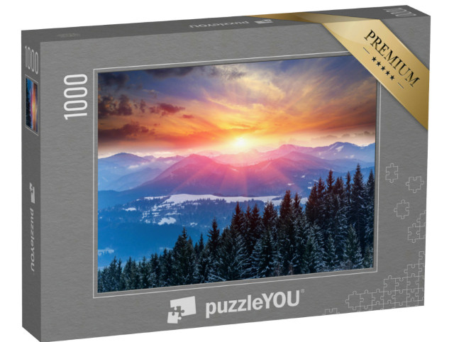 Puzzle 1000 Teile „Winterlicher Sonnenuntergang in den Bergen“