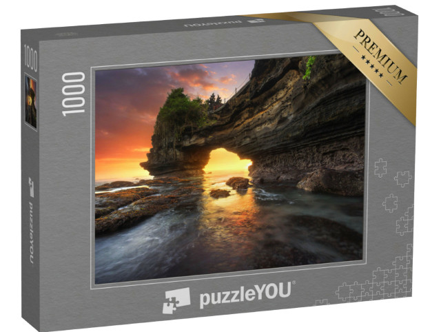 Puzzle 1000 Teile „Sonnenuntergang bei Batu Bolong und Tanah Lot, Bali, Indonesien“