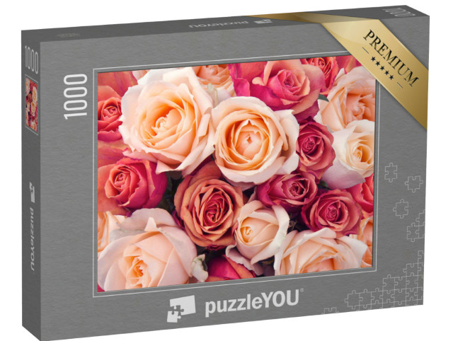 Puzzle 1000 Teile „Rosa, orange und pfirsichfarbene Rosen“