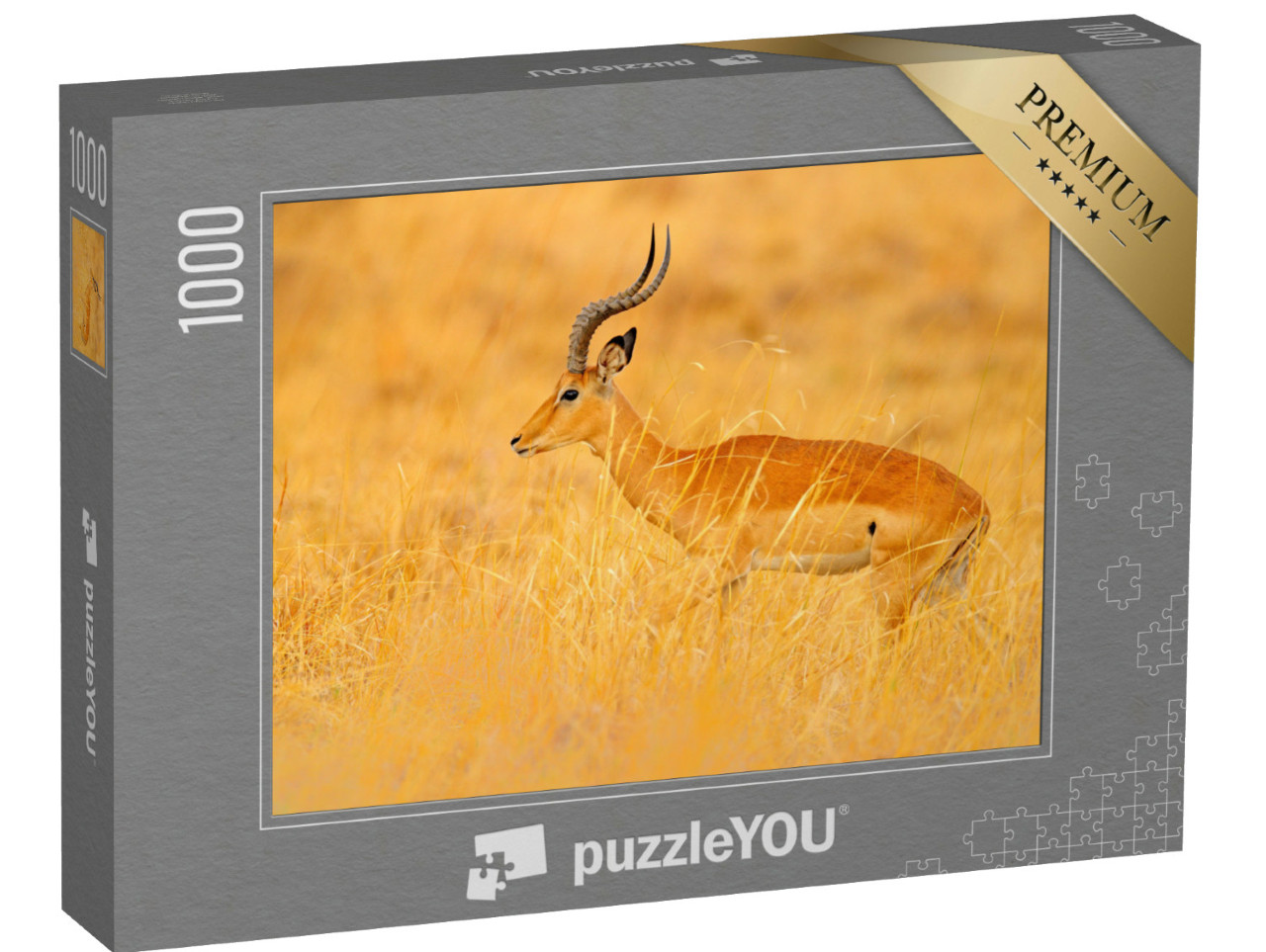 Puzzle 1000 Teile „Antilope inmitten der Gras-Savanne, Südafrika“