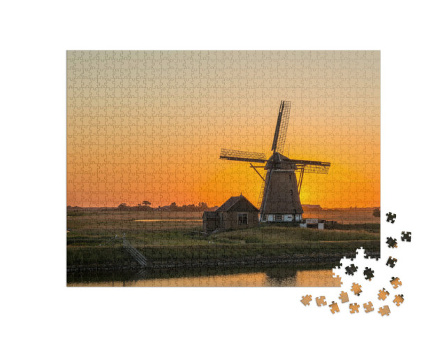Puzzle 1000 Teile „Windmühle auf der Insel Texel, Niederlande“