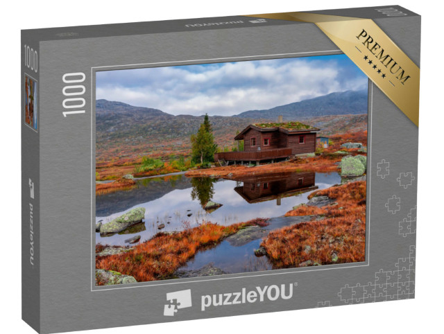 Puzzle 1000 Teile „Ländliche Berghütten in den Bergen, Norwegen“