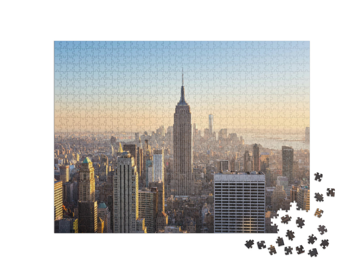 Puzzle 1000 Teile „Manhattan Downtown: Skyline mit beleuchtetem Empire State Building“