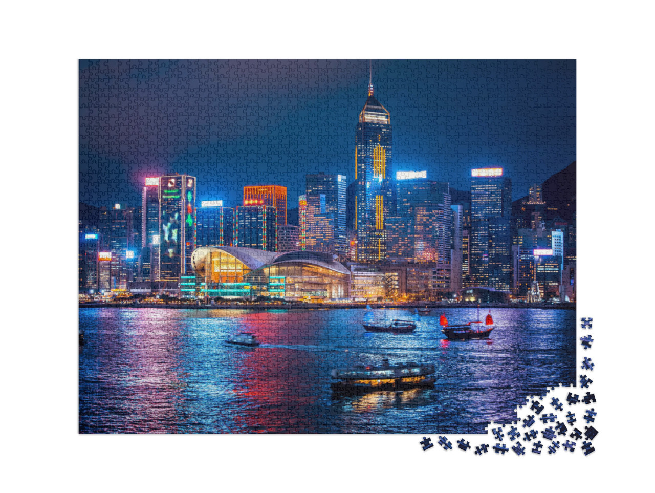 Puzzle 2000 Teile „Hongkong bei Nacht“