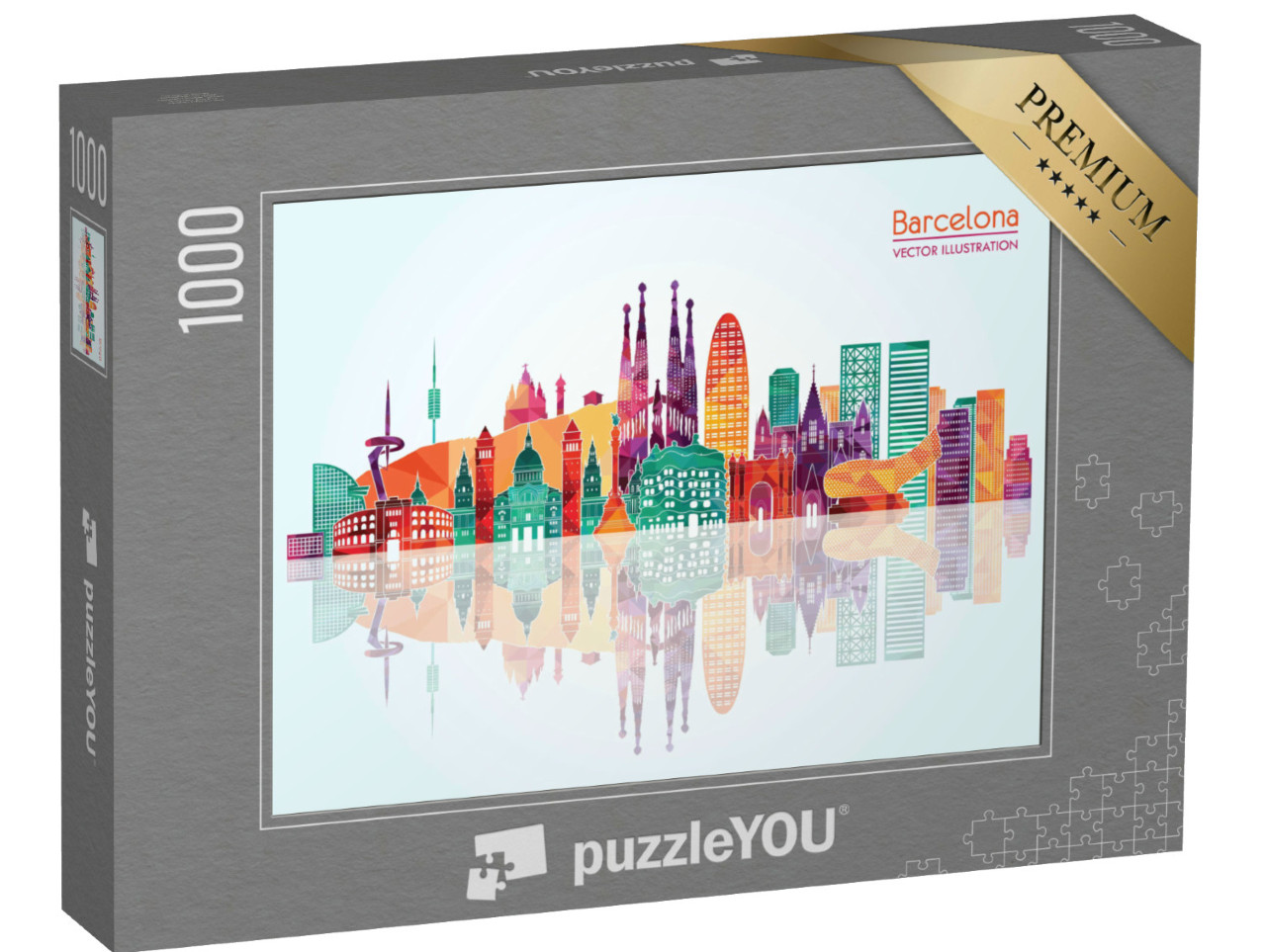 Puzzle 1000 Teile „Vektor-Illustration: Barcelona Skyline“