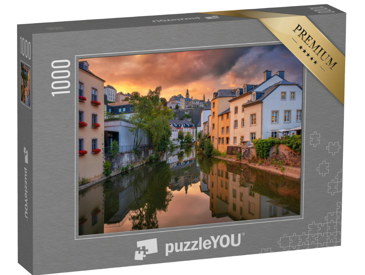 Puzzle 1000 Teile „Luxemburg Stadt, wunderschöne Aufnahme am Abend“