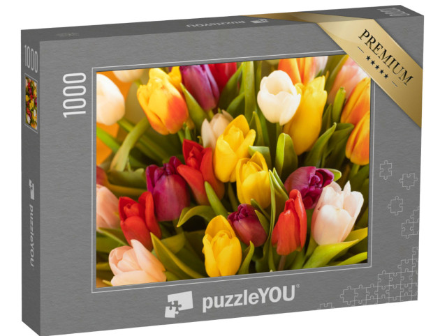 Puzzle 1000 Teile „Ein bunter Tulpenstrauß zur Osterzeit“