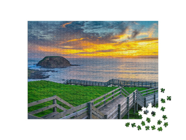 Puzzle 1000 Teile „Holzsteg auf Phillip Island bei Sonnenuntergang, Victoria, Australien“