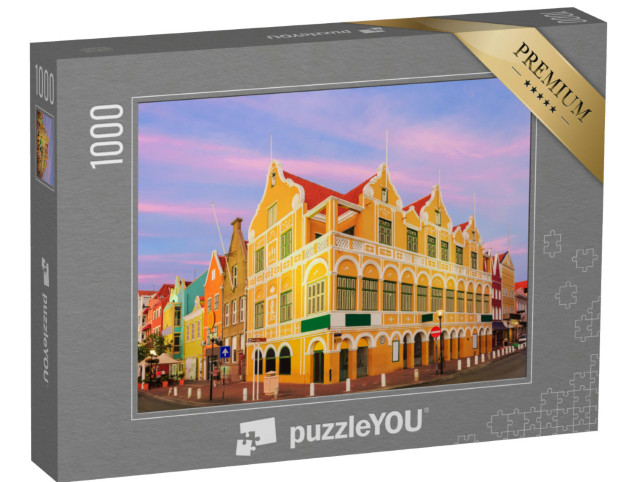 Puzzle 1000 Teile „Innenstadt von Willemstad in der Dämmerung, Curacao, Niederländische Antillen“