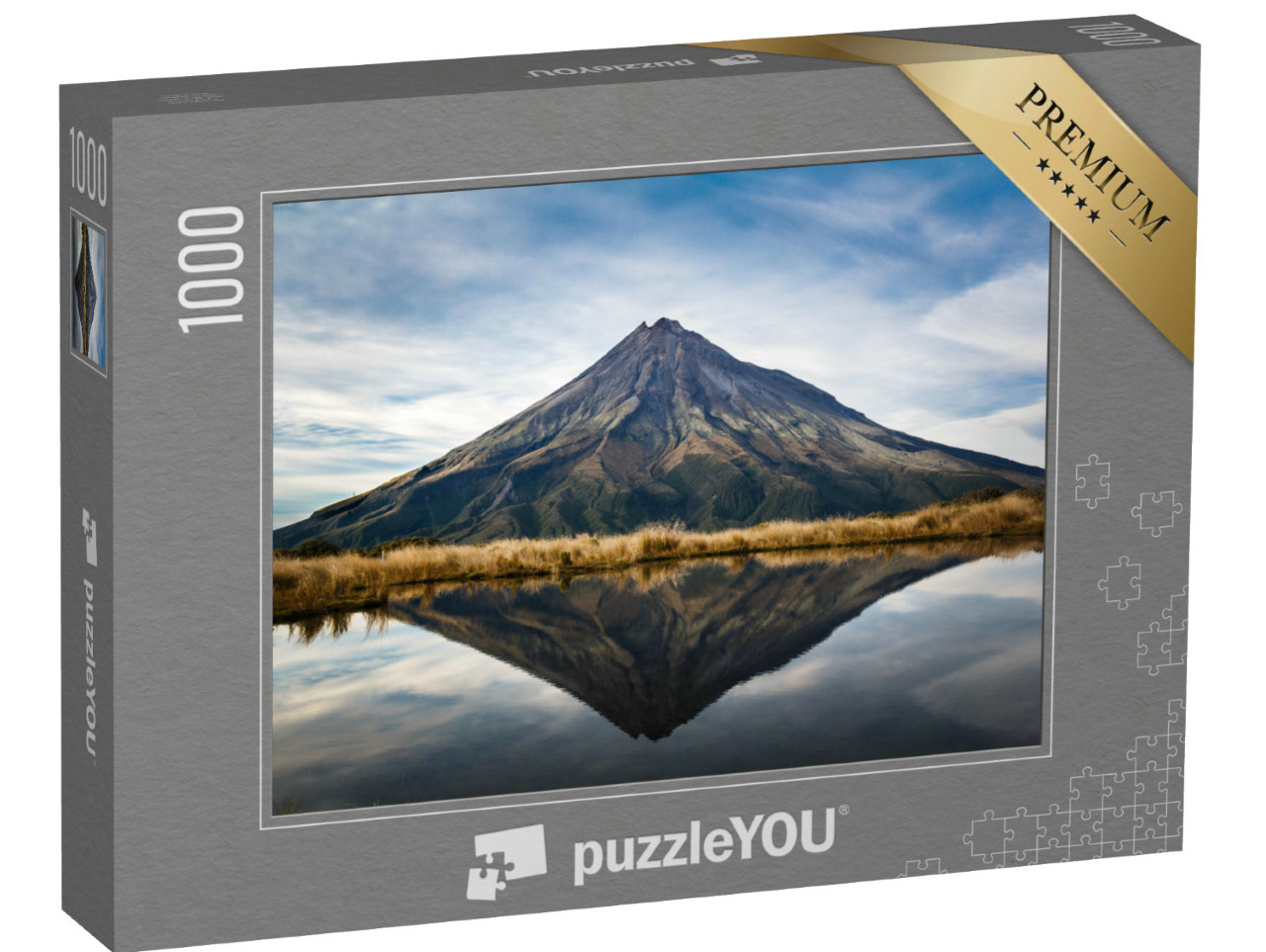 Puzzle 1000 Teile „Perfekte Reflektion des Vulkans Taranaki auf der Nordinsel Neuseelands“