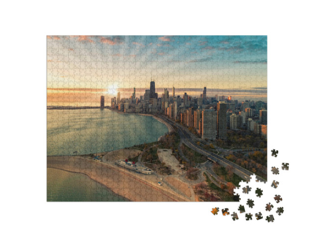 Puzzle 1000 Teile „Luftaufnahme von Chicago Downtown Skyline“