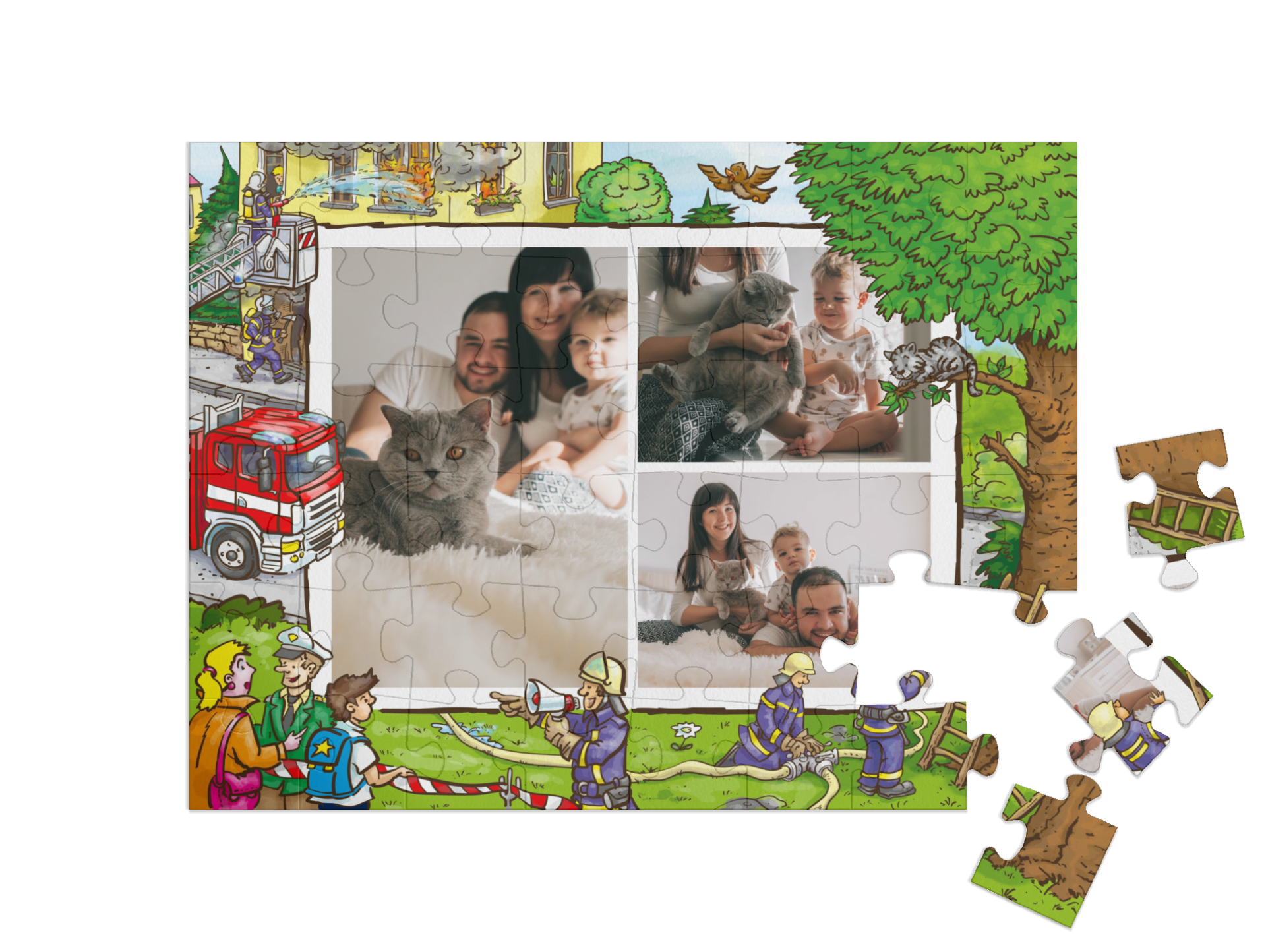 „Beim Helfen“ in Querformat Collage