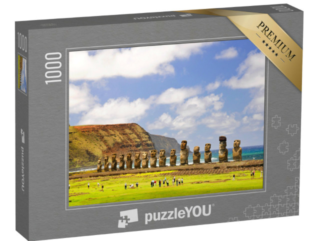 Puzzle 1000 Teile „Steinfiguren Moais von Ahu Tongariki auf der Osterinsel, Chile“
