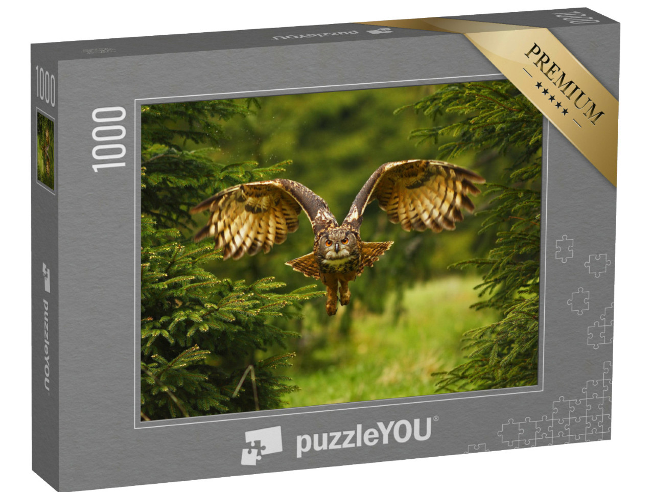 Puzzle 1000 Teile „Foto eines fliegenden Uhus“