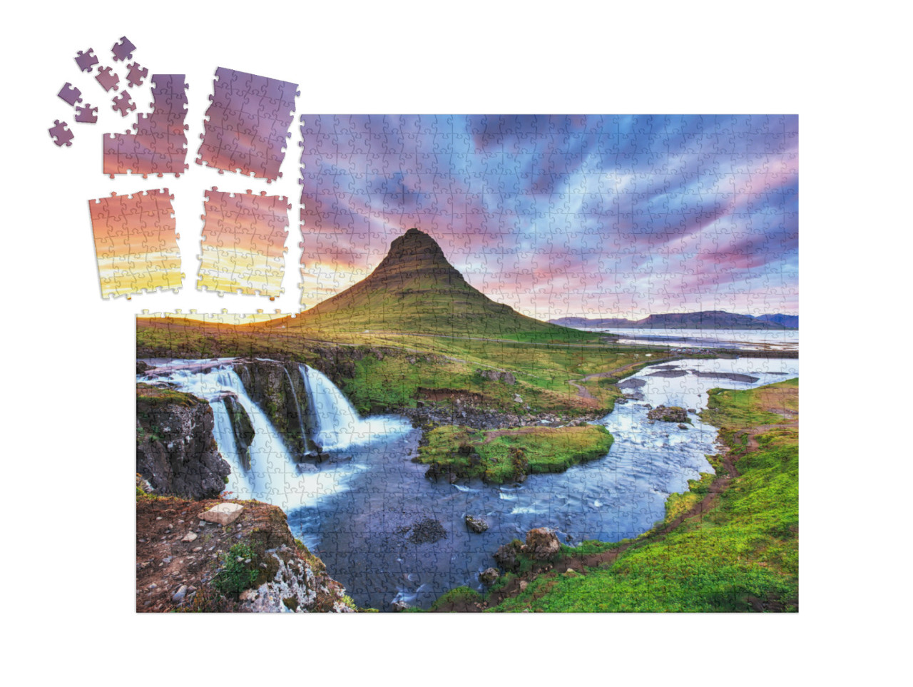 Puzzle „Sonnenuntergang am Berg Kirkjufell, Island“ | SMART SORTED® 1000 Teile