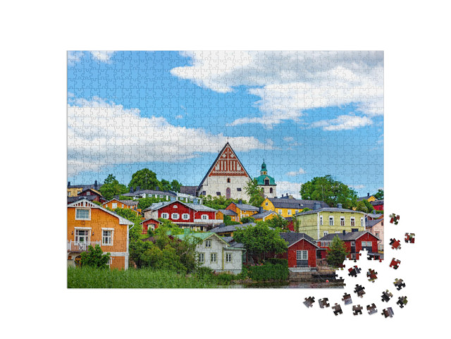 Puzzle 1000 Teile „Malerische Altstadt von Porvoo in Finnland“