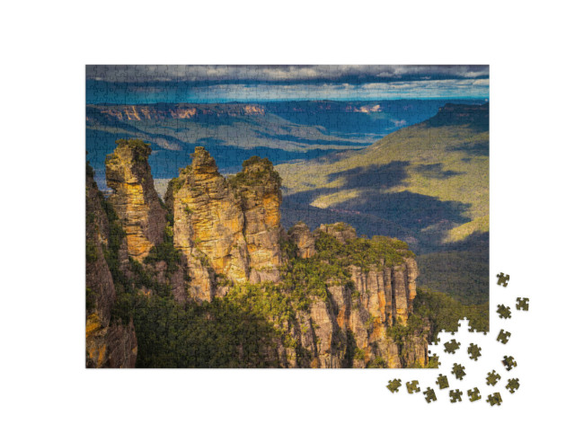 Puzzle 1000 Teile „Die berühmte Sandsteinfelsformation Three Sisters in den Blue Mountains in New South Wales, Australien“