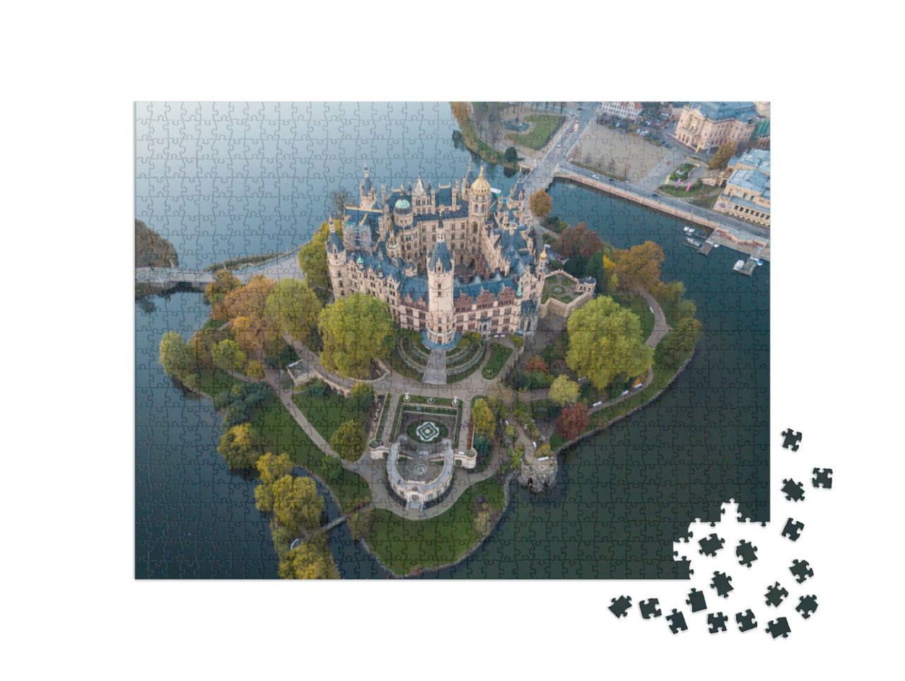 Puzzle 1000 Teile „Schloss Schwerin zur Herbstzeit “