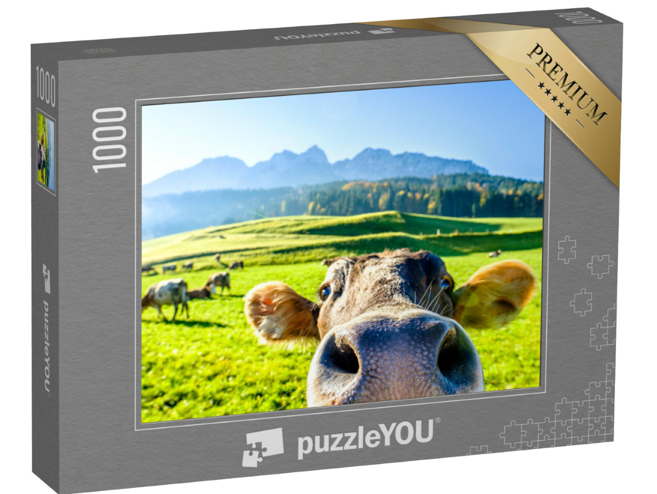 Puzzle 1000 Teile „Neugierige Kuh“