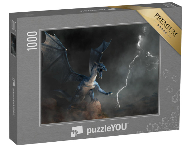 Puzzle 1000 Teile „Fantasy-Drachen bei Gewitter“