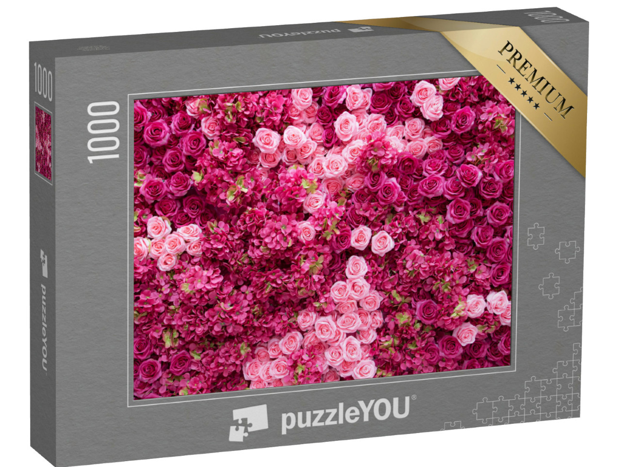 Puzzle 1000 Teile „Hintergrund von roten und rosa Rosen“