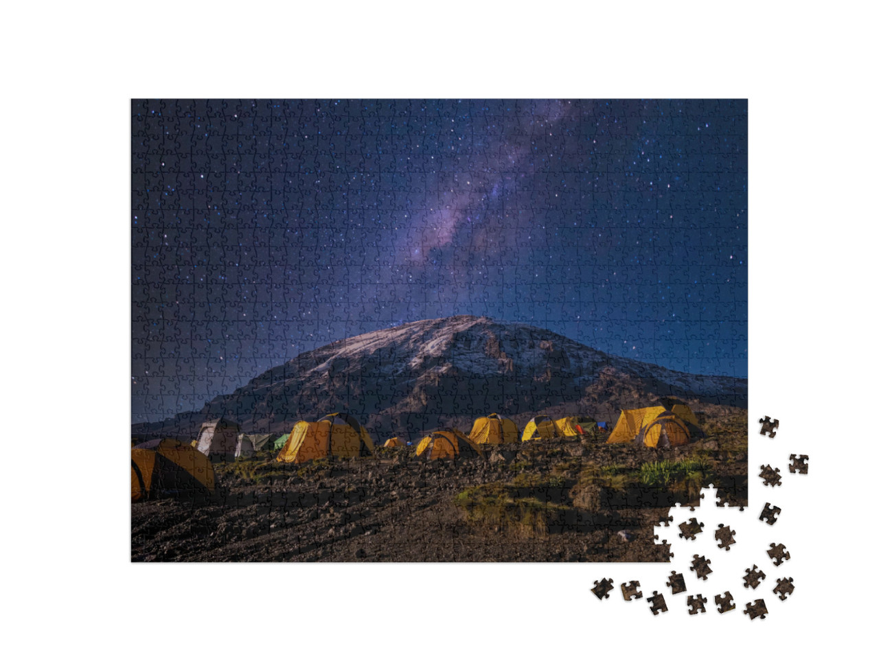 Puzzle 1000 Teile „Milchstraße über dem Kilimandscharo“