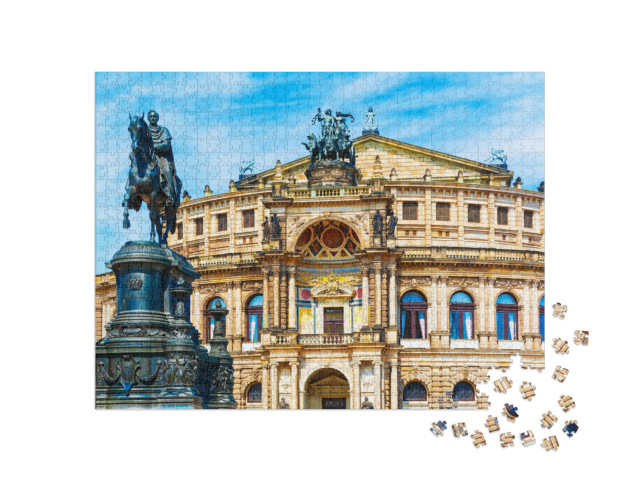 Puzzle 1000 Teile „Semperoper und Johanniterdenkmal in Dresden“