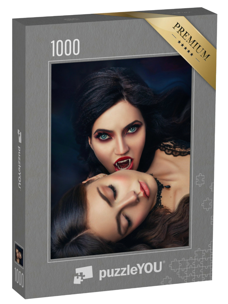 Puzzle 1000 Teile „Eine Vampirfrau beißt eine schlafende Schönheit“