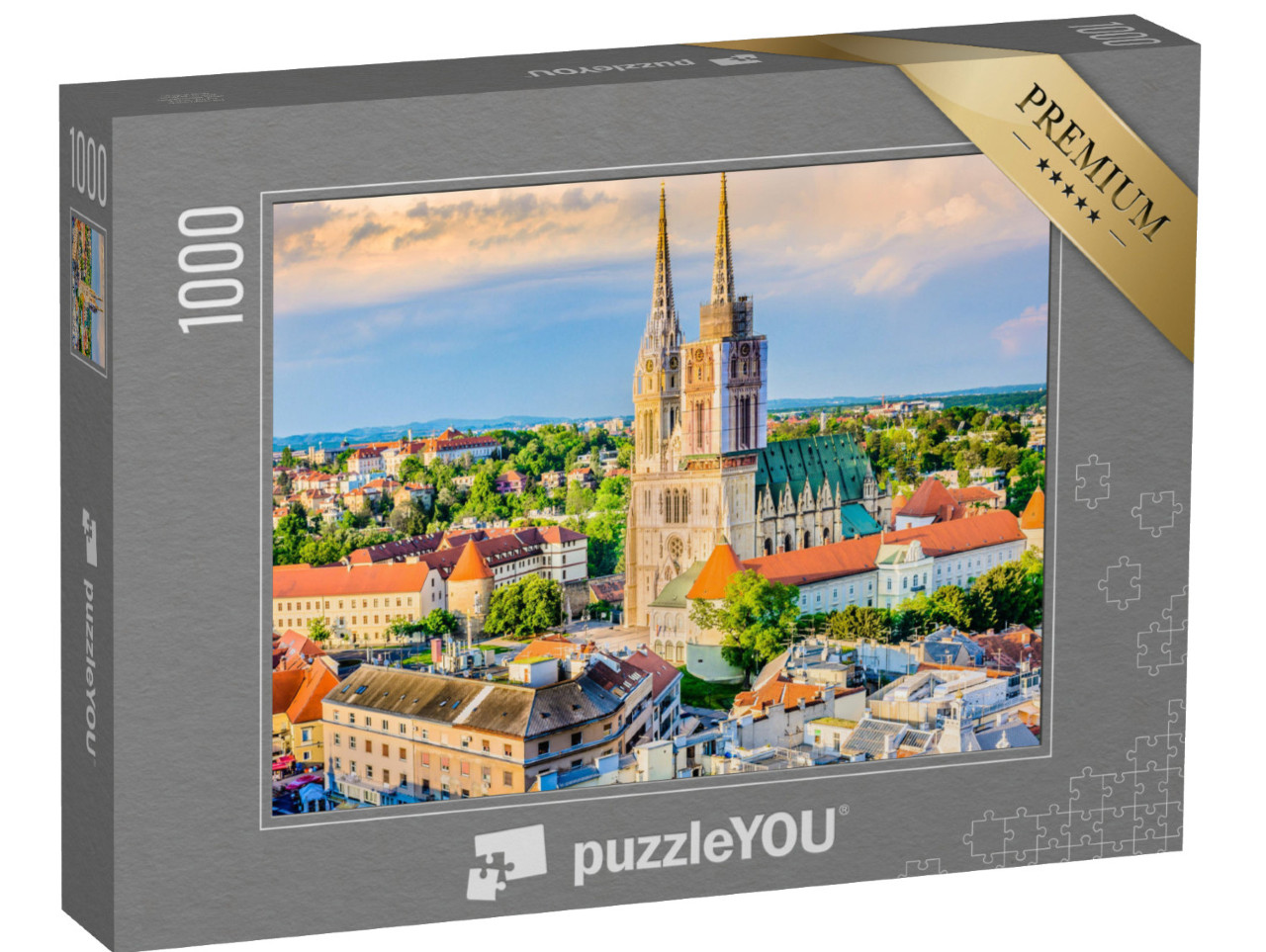 Puzzle 1000 Teile „Zagreber Kathedrale: Luftaufnahme aus Kroatien“