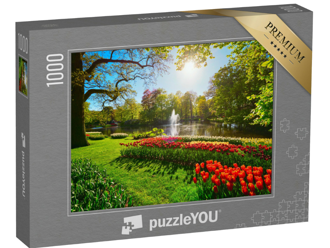 Puzzle 1000 Teile „Keukenhof mit blühenden Tulpenbeeten, Lisse, Niederlande“