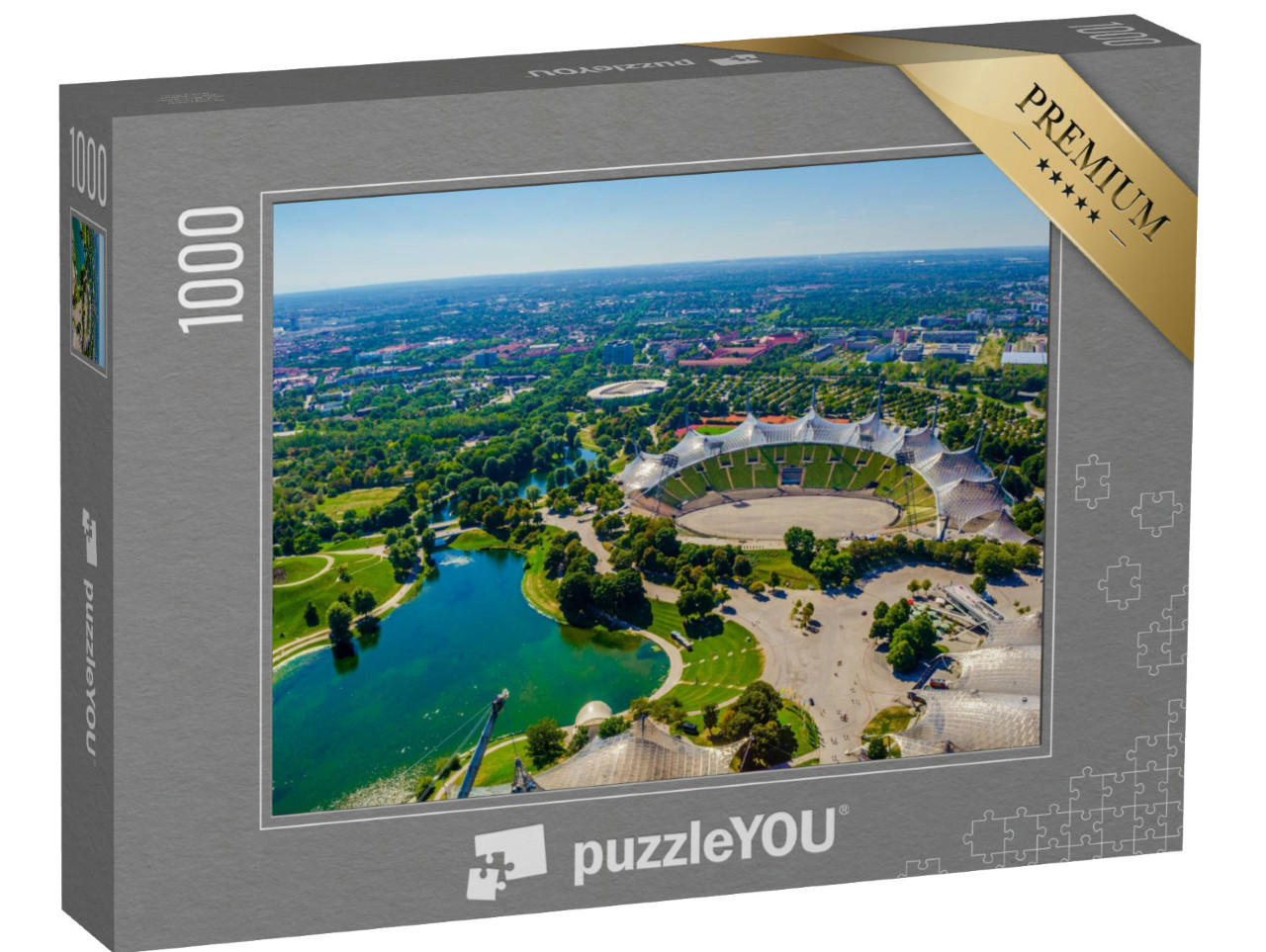 Puzzle 1000 Teile „Luftaufnahme des Olympiaparks in München“