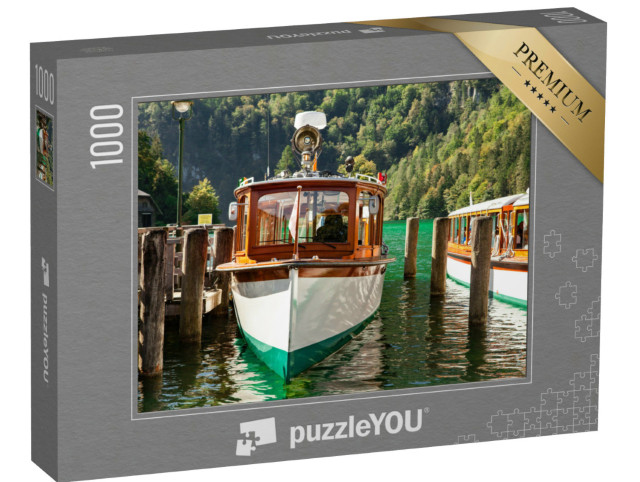 Puzzle 1000 Teile „Elektrische Touristenboote auf dem schönen Königssee, Bayern“