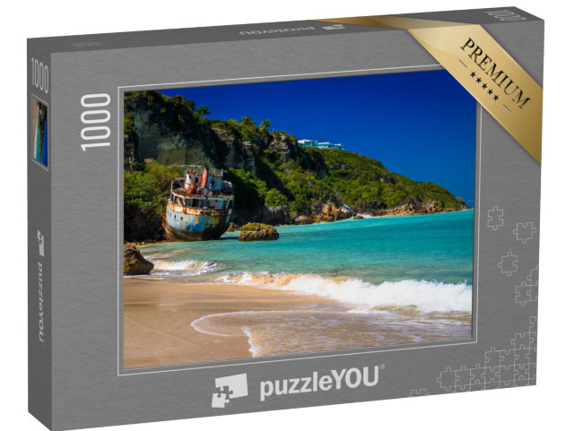 Puzzle 1000 Teile „Schiffswracks am Strand von Anguilla, Karibik“