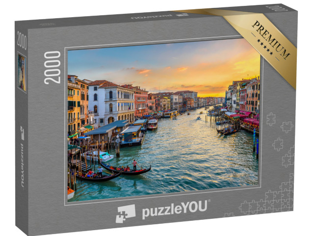 Puzzle 2000 Teile „Canal Grande mit Gondeln in Venedig, Italien Blick auf den Canal Grande in Venedig bei Sonnenuntergang“
