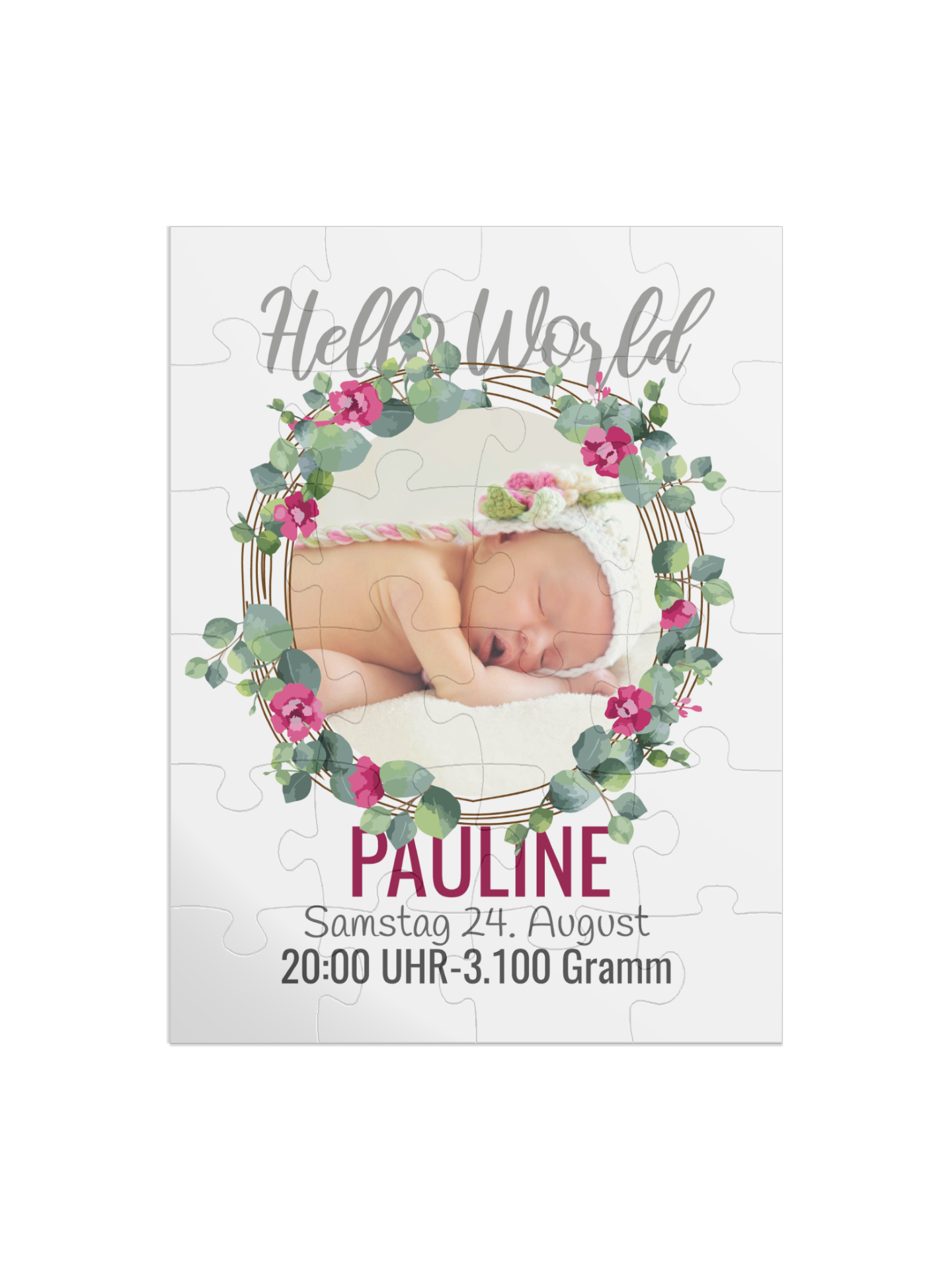 "Hello World" in Hochformat beere