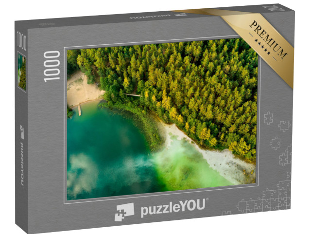 Puzzle 1000 Teile „Vogelperspektive: Ansicht vom grünen See Gela, Vilnius, Litauen“