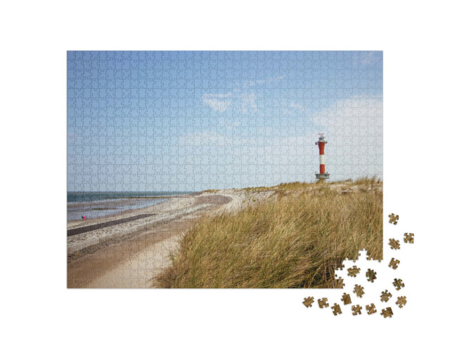 Puzzle 1000 Teile „Leuchtturm auf der Insel Wangerooge mit Strand“