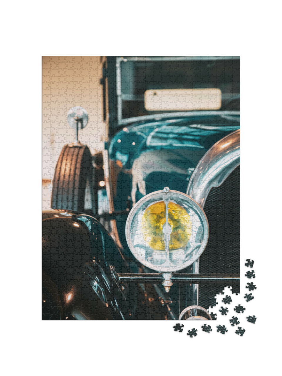 Puzzle 1000 Teile „Scheinwerfer eines schwarzem Retro-Oldtimers“