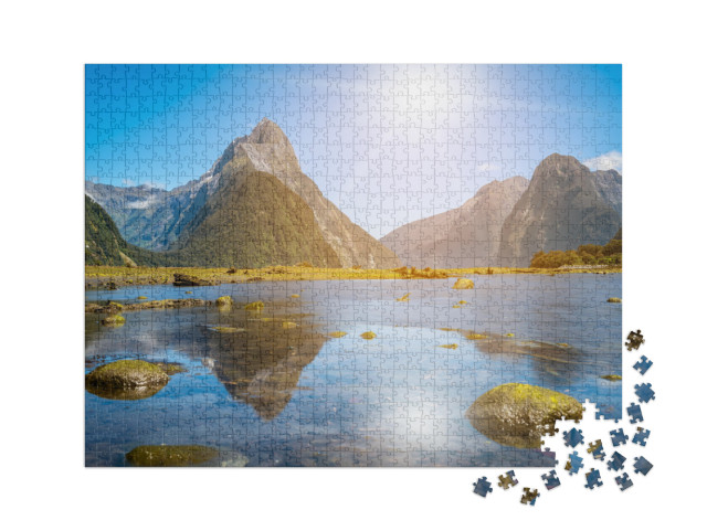 Puzzle 1000 Teile XXL „Mitre Peak am Milford Sound in Neuseeland“