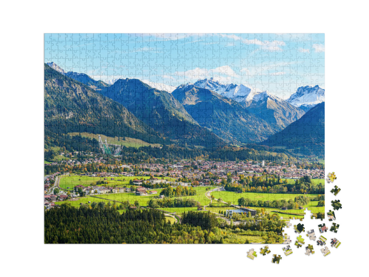 Puzzle 1000 Teile XXL „Panoramablick auf Oberstdorf im Allgäu“