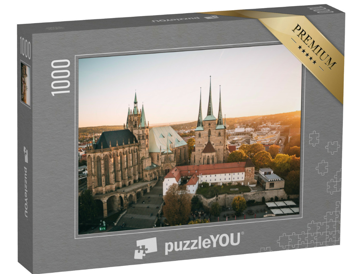 Puzzle 1000 Teile „Erfurter Dom im herbstlichen Sonnenuntergang“