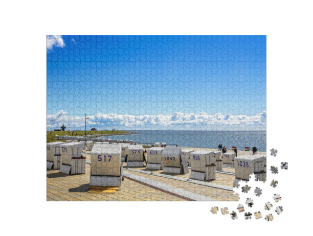 Puzzle 1000 Teile „Strandkörbe in Büsum, Nordsee, Deutschland“