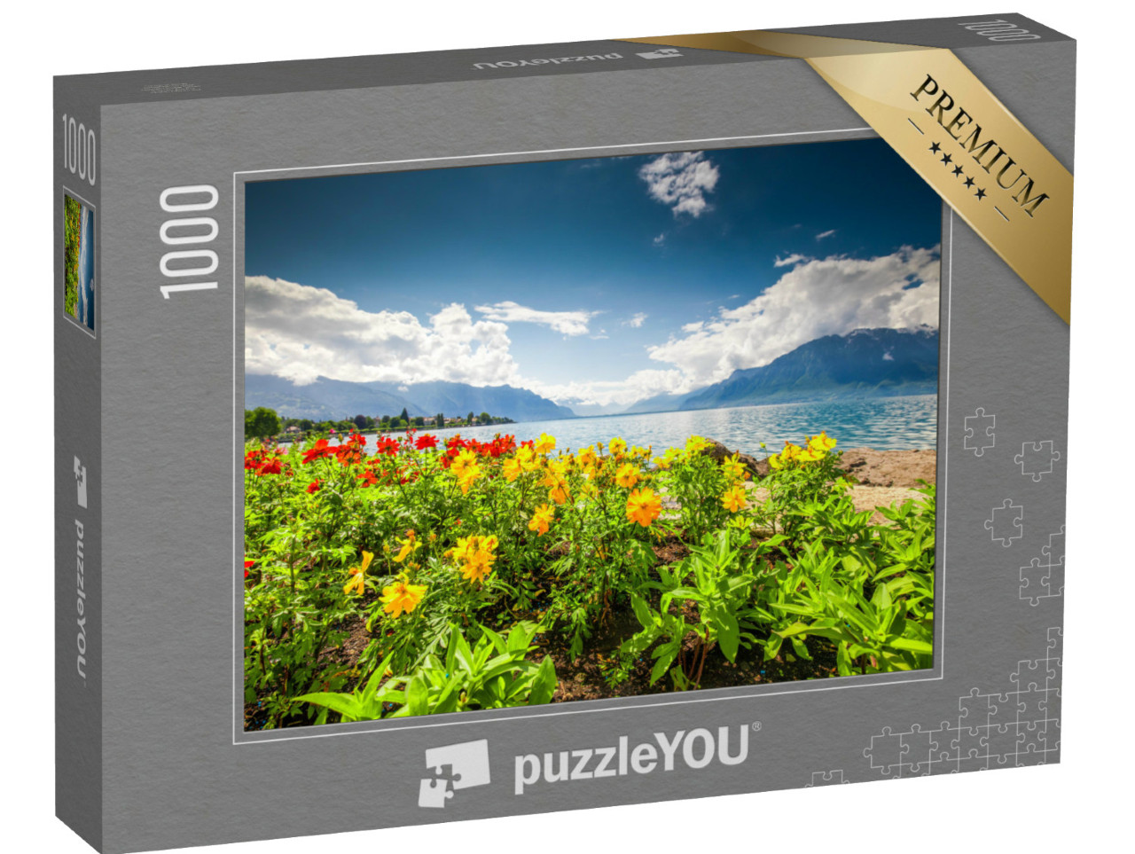 Puzzle 1000 Teile „Genfer See und Weinberg der Lavaux Region, Schweiz“