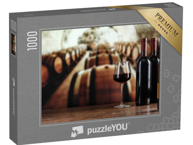 Puzzle 1000 Teile „Weinkeller mit Weinflasche und Gläsern “
