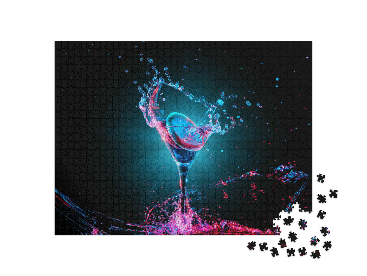 Puzzle 1000 Teile „Cocktail im Glas mit Spritzern und Zitrone  “