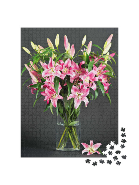 Puzzle 1000 Teile „Rosa Lilienblüten “