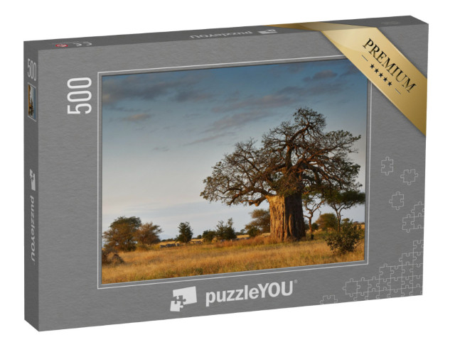 Puzzle 500 Teile „Afrikanische Landschaft mit einem großen Baobab-Baum“