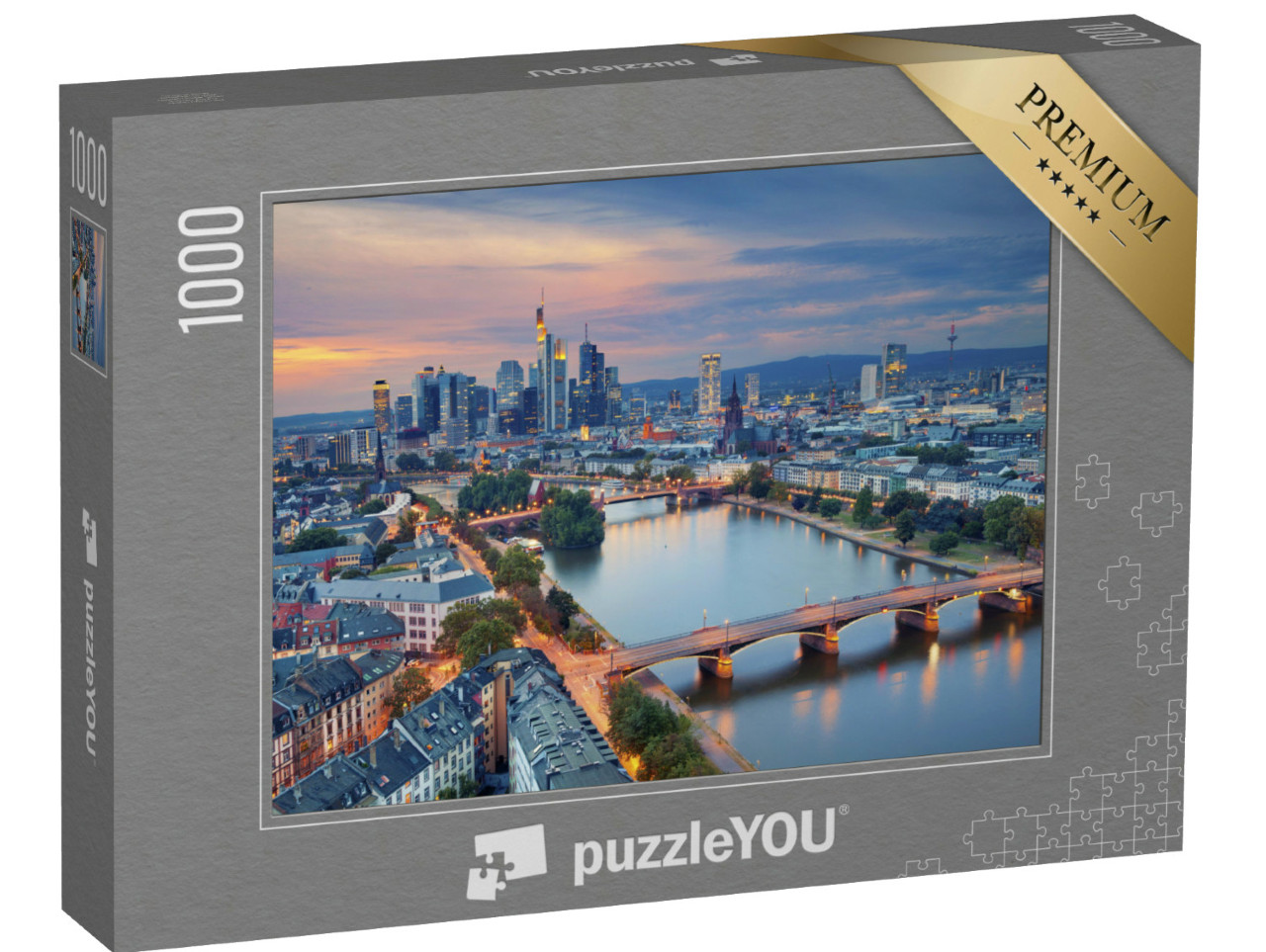 Puzzle 1000 Teile „Frankfurt am Main in der Dämmerung“
